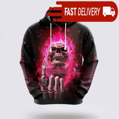 Arizona Cardinals Red Flaming Skull Halloween NFL Hoodie Gifts for Fans - available at - sportfansshop.com