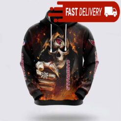 Arizona Cardinals Skeleton Skull Pointing Halloween NFL Hoodie Gifts for Fans - available at - sportfansshop.com