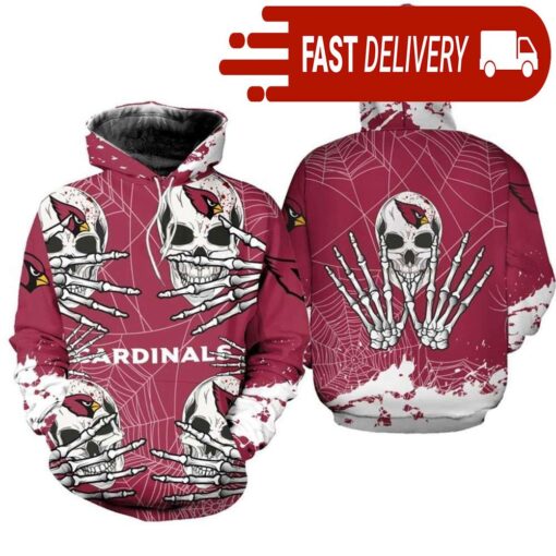 Arizona Cardinals Skull 3D Hoodie for Halloween Best NFL Gifts for Fans - available at - sportfansshop.com