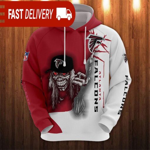 Atlanta Falcons Long Hair Skull Halloween Hoodie NFL Gifts - available at - sportfansshop.com