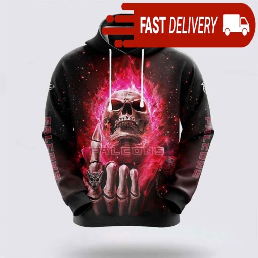 Atlanta Falcons Red Flaming Skull Halloween NFL Hoodie Gifts for Fans - available at - sportfansshop.com