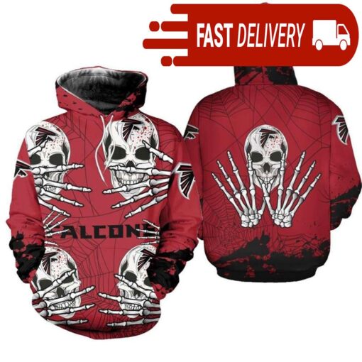 Atlanta Falcons Skull 3D Hoodie for Halloween Best NFL Gifts for Fans - available at - sportfansshop.com