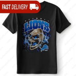 Badass Detroit Lions Skull Football Graphic T-Shirt NFL Gift - available at - sportfansshop.com