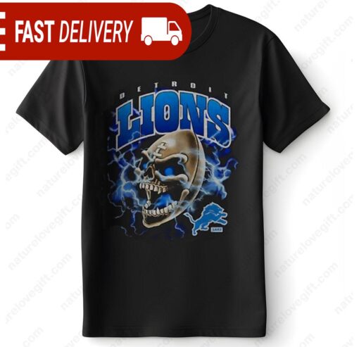 Badass Detroit Lions Skull Football Graphic T-Shirt NFL Gift - available at - sportfansshop.com