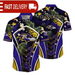 Baltimore Ravens NFL Flower Tropical Hawaiian Shirt - available at - sportfansshop.com