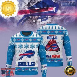 Buffalo Bills Bills Mafia NFL Blue White Color Christmas Ugly Sweater - available at - sportfansshop.com