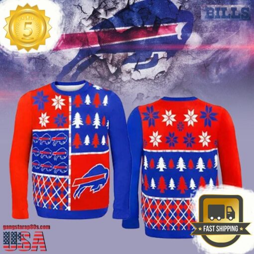 Buffalo Bills Busy Block NFL Christmas Ugly Sweater - available at - sportfansshop.com