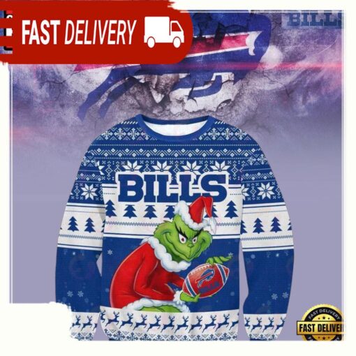 Buffalo Bills Grinch NFL Blue Color Christmas Ugly Sweater - available at - sportfansshop.com