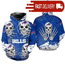 Buffalo Bills Skull 3D Hoodie for Halloween Best NFL Gifts for Fans - available at - sportfansshop.com