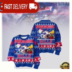 Buffalo Bills Snoopy Happy Holiday Merry Christmas Football Ugly Christmas Sweater - available at - sportfansshop.com