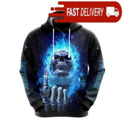 Carolina Panthers Blue Flaming Skull Halloween NFL Hoodie Gifts for Fans - available at - sportfansshop.com