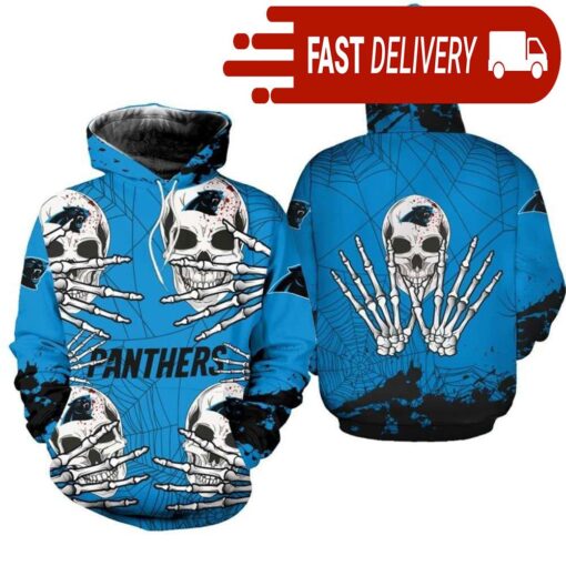 Carolina Panthers Skull 3D Hoodie for Halloween Best NFL Gifts for Fans - available at - sportfansshop.com