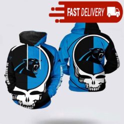 Carolina Panthers Skull Halloween Blue NFL Hoodie Gifts for Fans - available at - sportfansshop.com