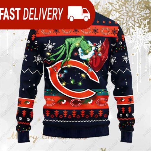 Chicago Bears Grinch Hand NFL Ugly Christmas Sweater - available at - sportfansshop.com