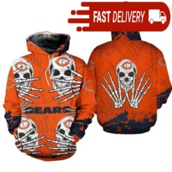 Chicago Bears Skull 3D Hoodie for Halloween Best NFL Gifts for Fans - available at - sportfansshop.com