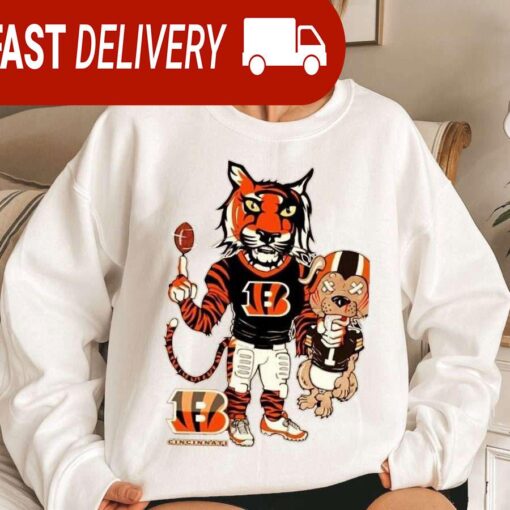 Cincinnati Bengals Cleveland Browns Mascot NFL Sweatshirt Gifts for Fans - available at - sportfansshop.com