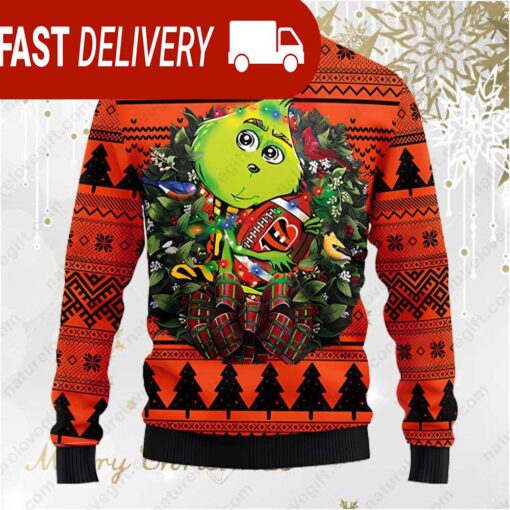 Cincinnati Bengals Grinch Hug Football NFL Ugly Christmas Sweater - available at - sportfansshop.com