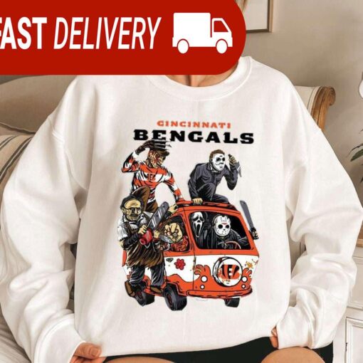 Cincinnati Bengals Horror Character Halloween NFL Sweatshirt Gifts for Fans - available at - sportfansshop.com