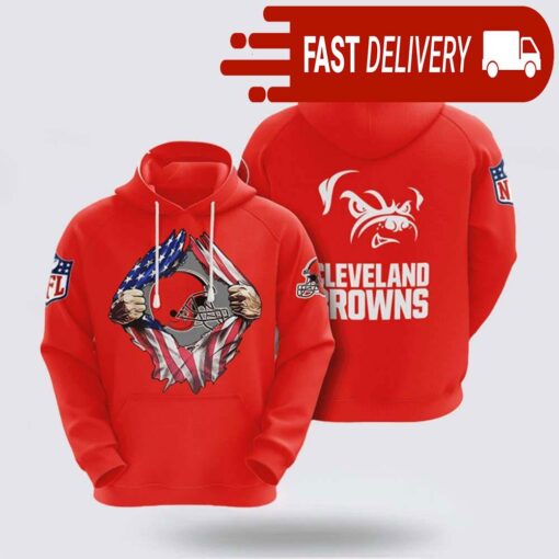 Cleveland Browns American Flag Patriot NFL Hoodie Gifts for Fans - available at - sportfansshop.com