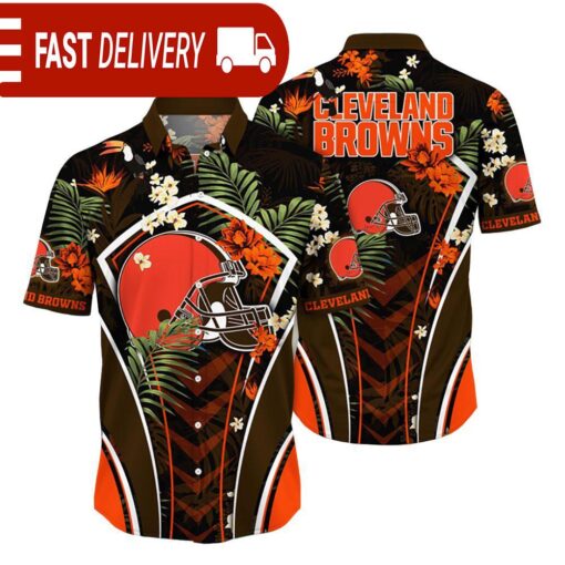 Cleveland Browns NFL Flower Tropical Hawaiian Shirt - available at - sportfansshop.com