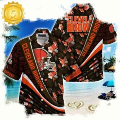 Cleveland Browns NFL Hawaii Shirt With Tropical Flower Pattern - available at - sportfansshop.com