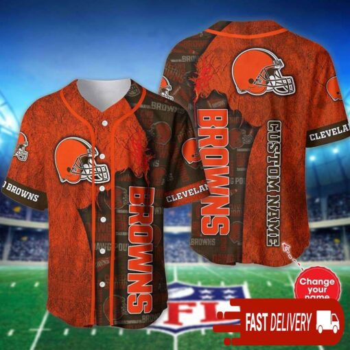 Custom Name Cleveland Browns Baseball Jersey Shirt NFL Gifts for Fans - available at - sportfansshop.com