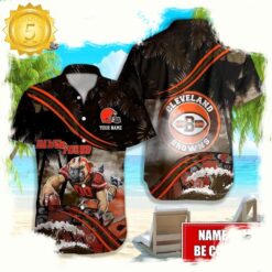 Custom Name Cleveland Browns NFL Mascot Hawaiian Shirt - available at - sportfansshop.com