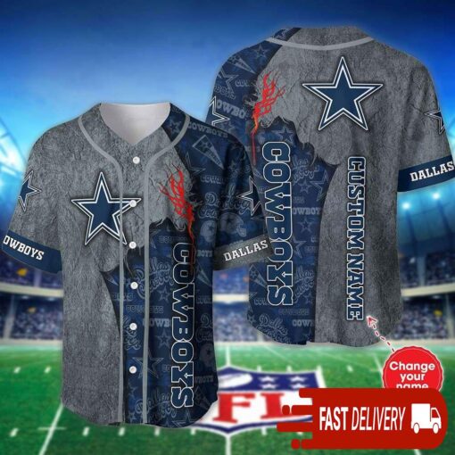 Custom Name Dallas Cowboys Baseball Jersey Shirt NFL Gifts for Fans - available at - sportfansshop.com