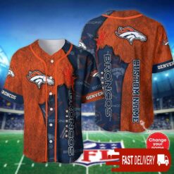 Custom Name Denver Broncos Baseball Jersey Shirt NFL Gifts for Fans - available at - sportfansshop.com