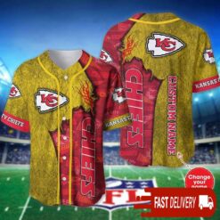 Custom Name Kansas City Chiefs Baseball Jersey Shirt NFL Gifts for Fans - available at - sportfansshop.com