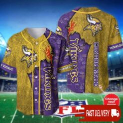 Custom Name Minnesota Vikings Baseball Jersey Shirt NFL Gifts for Fans - available at - sportfansshop.com