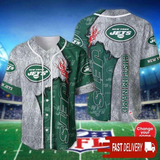 Custom Name New York Jets Baseball Jersey Shirt NFL Gifts for Fans - available at - sportfansshop.com