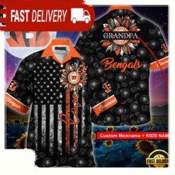 Custom Name NFL Cincinnati Bengals Sunflower For Mother Day Father Day Hawaiian Shirt - available at - sportfansshop.com