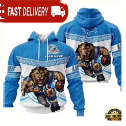 Custom Name NFL Detroit Lions Mascot 3D Hoodie New Design - available at - sportfansshop.com