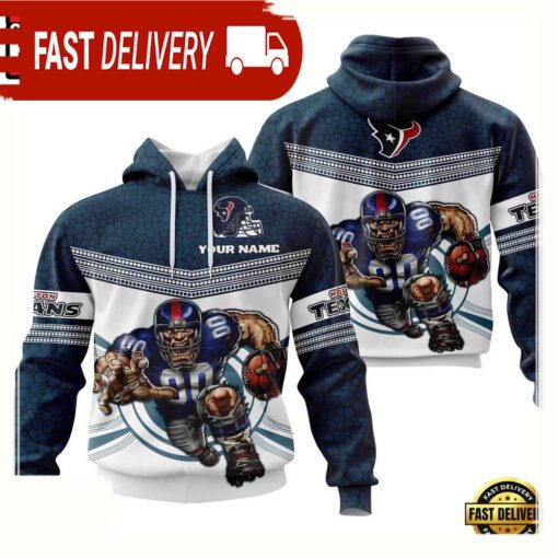 Custom Name NFL Houston Texans Mascot 3D Hoodie New Design - available at - sportfansshop.com