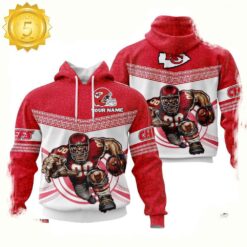 Custom Name NFL Kansas City Chiefs Mascot 3D Hoodie New Design - available at - sportfansshop.com