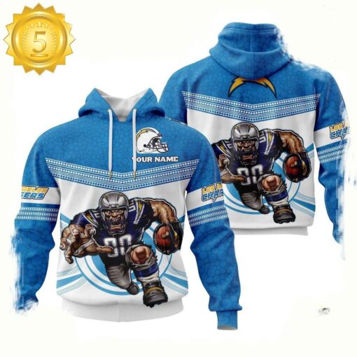 Custom Name NFL Los Angeles Chargers Mascot 3D Hoodie New Design - available at - sportfansshop.com