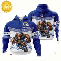 Custom Name NFL Los Angeles Rams Mascot 3D Hoodie New Design - available at - sportfansshop.com