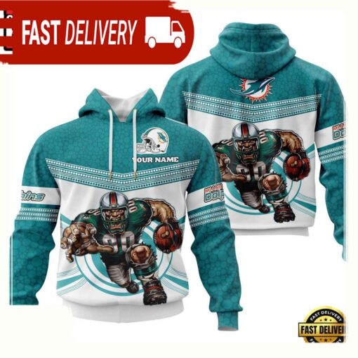 Custom Name NFL Miami Dolphins Mascot 3D Hoodie New Design - available at - sportfansshop.com