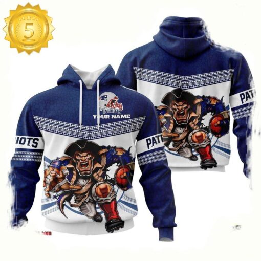 Custom Name NFL New England Patriots Mascot 3D Hoodie New Design - available at - sportfansshop.com