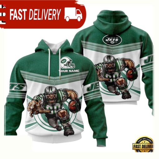 Custom Name NFL New York Jets Mascot 3D Hoodie New Design - available at - sportfansshop.com