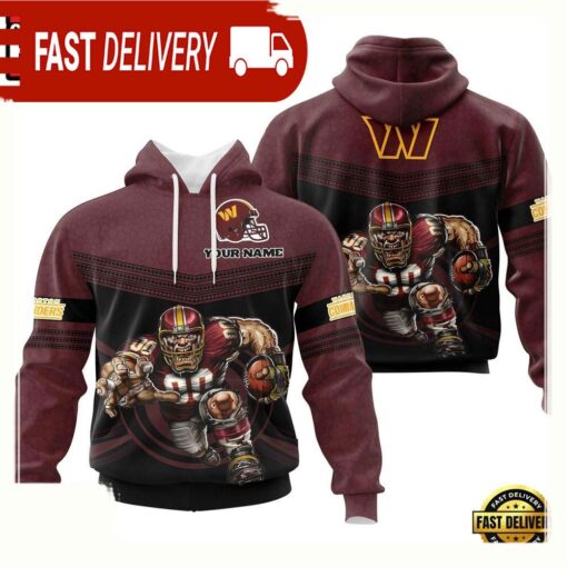 Custom Name NFL Washington Commanders Mascot 3D Hoodie New Design - available at - sportfansshop.com