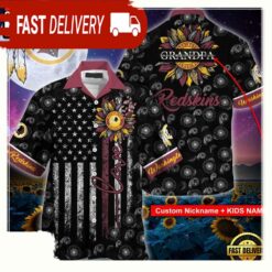 Custom Name NFL Washington Commanders Sunflower For Mother Day Father Day Hawaiian Shirt - available at - sportfansshop.com