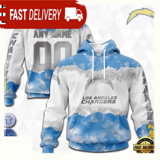 Custom Name Number NFL Los Angeles Chargers Color 3D Hoodie New Design - available at - sportfansshop.com