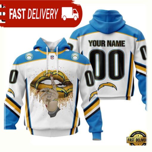 Custom Name Number NFL Los Angeles Chargers Lips 3D Hoodie New Design - available at - sportfansshop.com