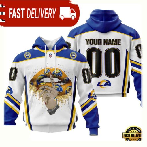 Custom Name Number NFL Los Angeles Rams Lips 3D Hoodie New Design - available at - sportfansshop.com