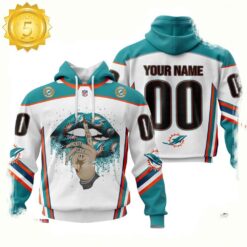 Custom Name Number NFL Miami Dolphins Lips 3D Hoodie New Design - available at - sportfansshop.com