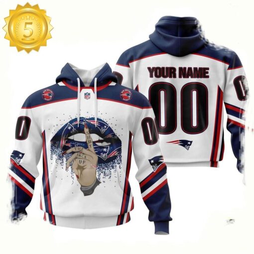 Custom Name Number NFL New England Patriots Lips 3D Hoodie New Design - available at - sportfansshop.com