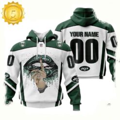 Custom Name Number NFL New York Jets Lips 3D Hoodie New Design - available at - sportfansshop.com