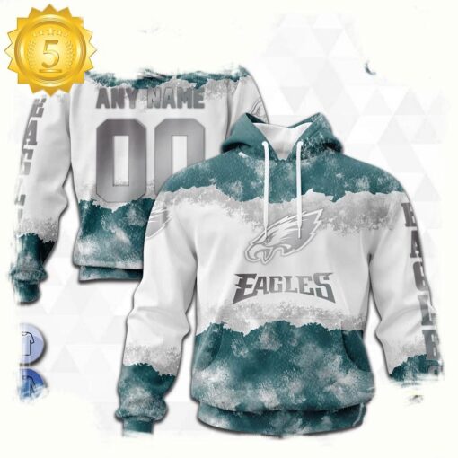 Custom Name Number NFL Philadelphia Eagles Color 3D Hoodie New Design - available at - sportfansshop.com